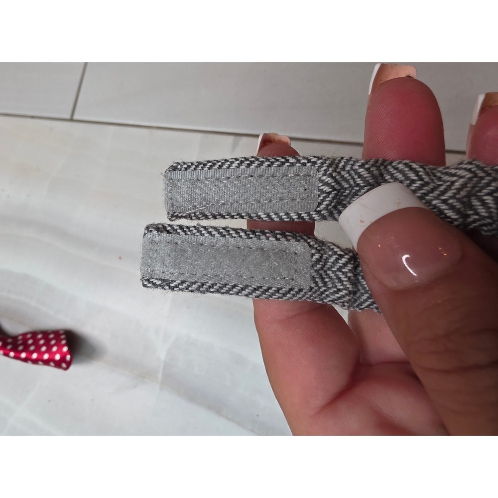 Lot of 2 Pet Neckties Red Polka Dot and Grey Herringbone for Small Dogs Cats A2 - Picture 7 of 16